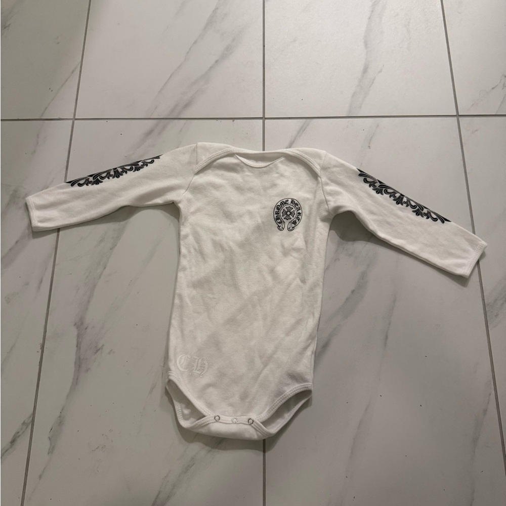 Chrome Hearts White Bodysuit with Black Sleeve Design